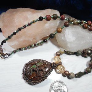 COPPER WRAPPED TREE OF LIFE PENDANT NECKLACE NEW